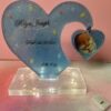 Baby keepsake heart with photo name birthdate weight and more. lights are optional! choose your color!