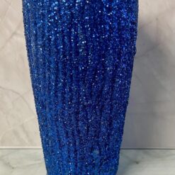 Blue Glitter Vase approx 8.5 inches high glass