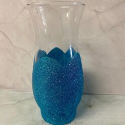 Light blue  Glitter Vase approx 5.5 inches high glass
