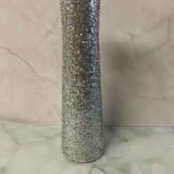 Silver skinny  Glitter Vase approx 7  inches high glass