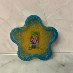 small blue star shaped owl trinket jewelry dish