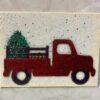 Handmade Christmas Canvas Red Truck with Christmas tree 8x10 approx