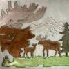 Moose landscape wall decor handmade