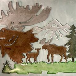 Moose landscape wall decor handmade