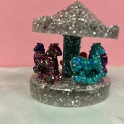 Handmade Resin Miniature Carousel – Approx. 3” Tall