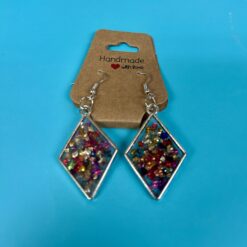 Multicolored diamond shape earrings handmade