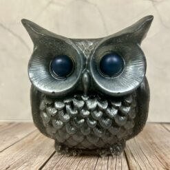 Handmade resin grey owl blue eyes