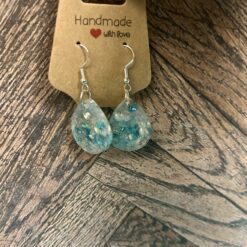 Handmade dangling earrings blue white