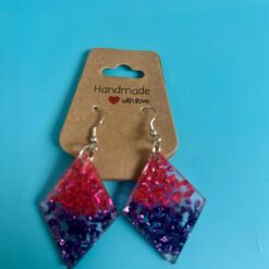 Handmade dangling earrings pink purple