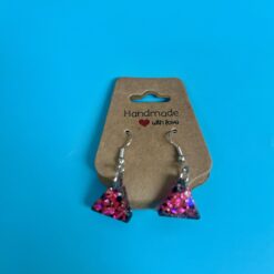 Handmade dangling earrings pink black